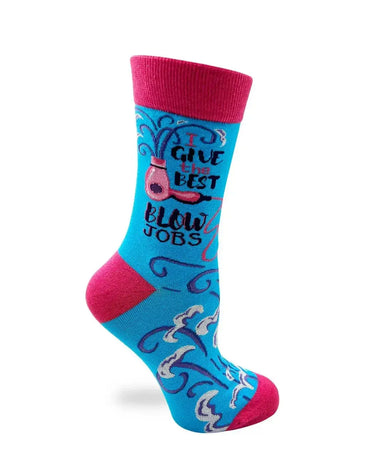 Best Blow Jobs Socks: Women's Funny Crew Fabdaz Ziya Blue