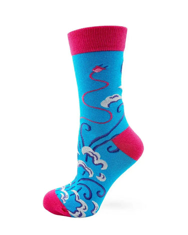 Best Blow Jobs Socks: Women's Funny Crew Fabdaz Ziya Blue