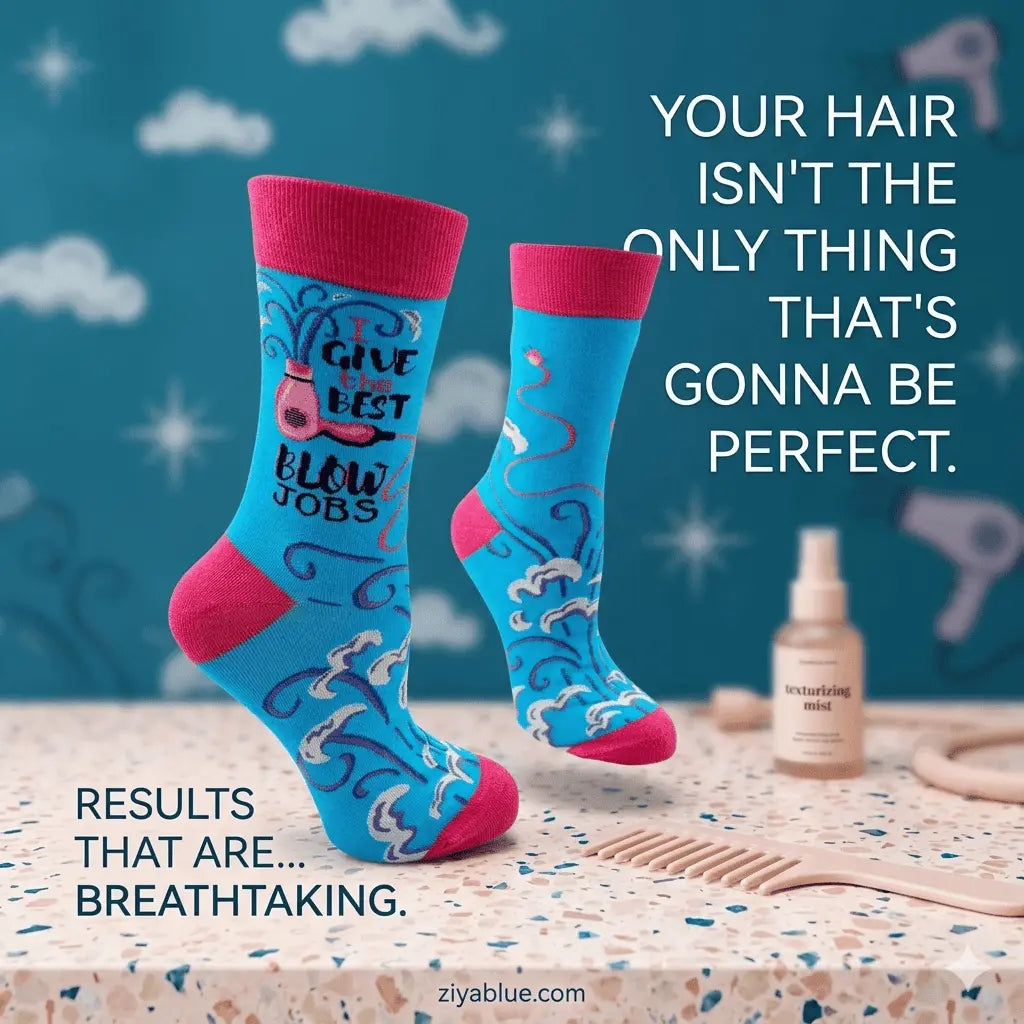 Best Blow Jobs Socks: Women's Funny Crew Fabdaz Ziya Blue