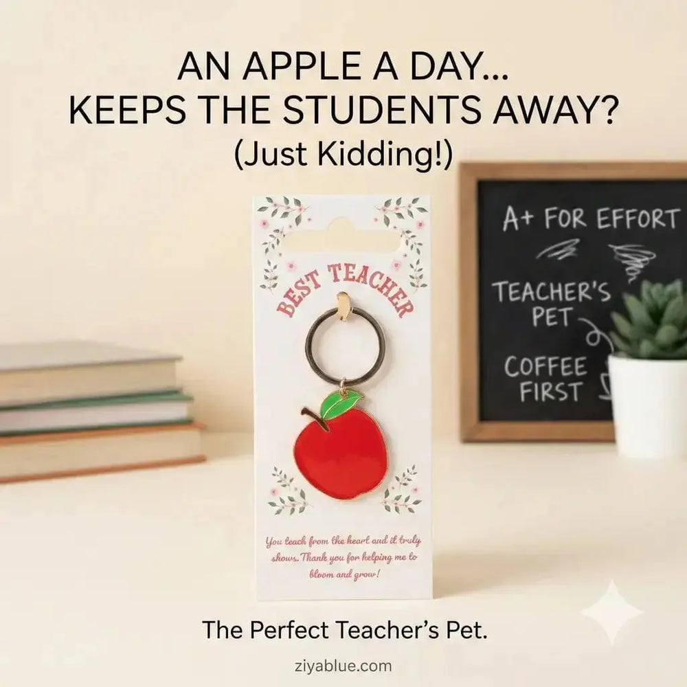 Best Teacher Apple Keyring: The "A+ Appreciation" Keepsake 🍎📖 Something Different Ziya Blue