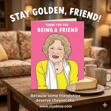 Betty White Card | Thank You For Being A Friend Party Mountain Paper Co. Ziya Blue