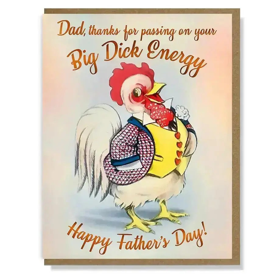 "Big Dick Energy" Funny Fathers Day Card | Rooster Greeting Smitten Kitten Ziya Blue
