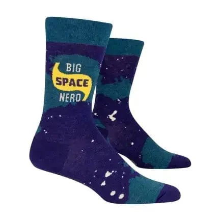 Big Space Nerd Socks: Funny Men's Footwear Blue Q Ziya Blue