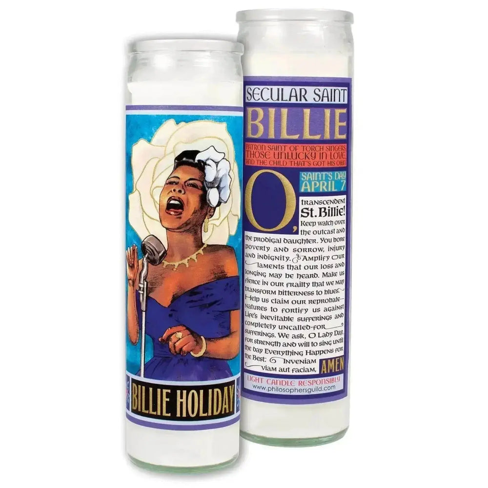 Billie Holiday Candle | Lady Day Secular Saint Votive Faire Ziya Blue