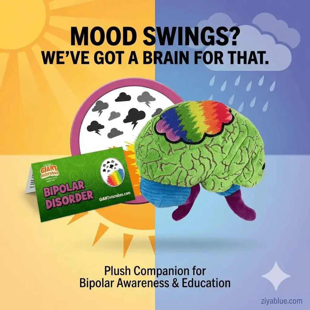 Bipolar Brain Plush | GIANTmicrobes Mental Health Toy Giant Microbes Ziya Blue