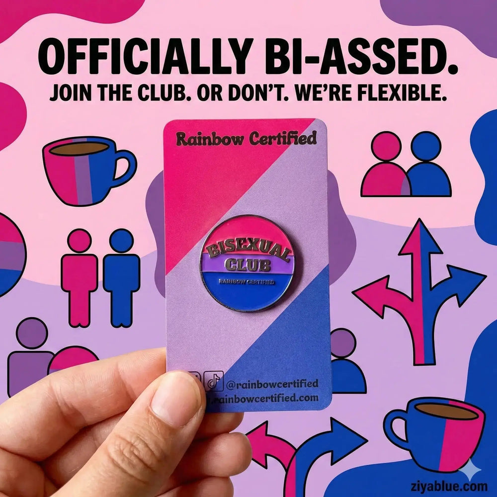 Bisexual Club Enamel Pin: Pride Accessory Rainbow Certified Ziya Blue