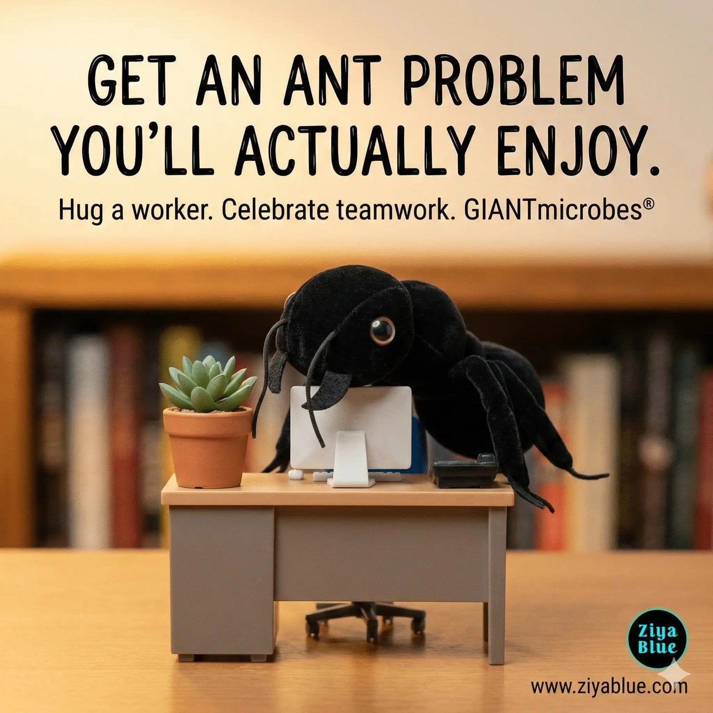 Black Ant Plush: GIANTmicrobes Tiny Worker 🐜🔬 Giant Microbes Ziya Blue