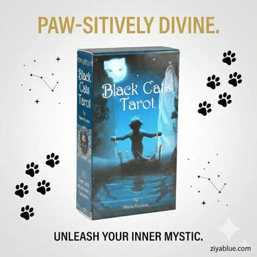 Black Cats Tarot | 90-Card Mini Feline Divination Deck Ziya Blue Ziya Blue