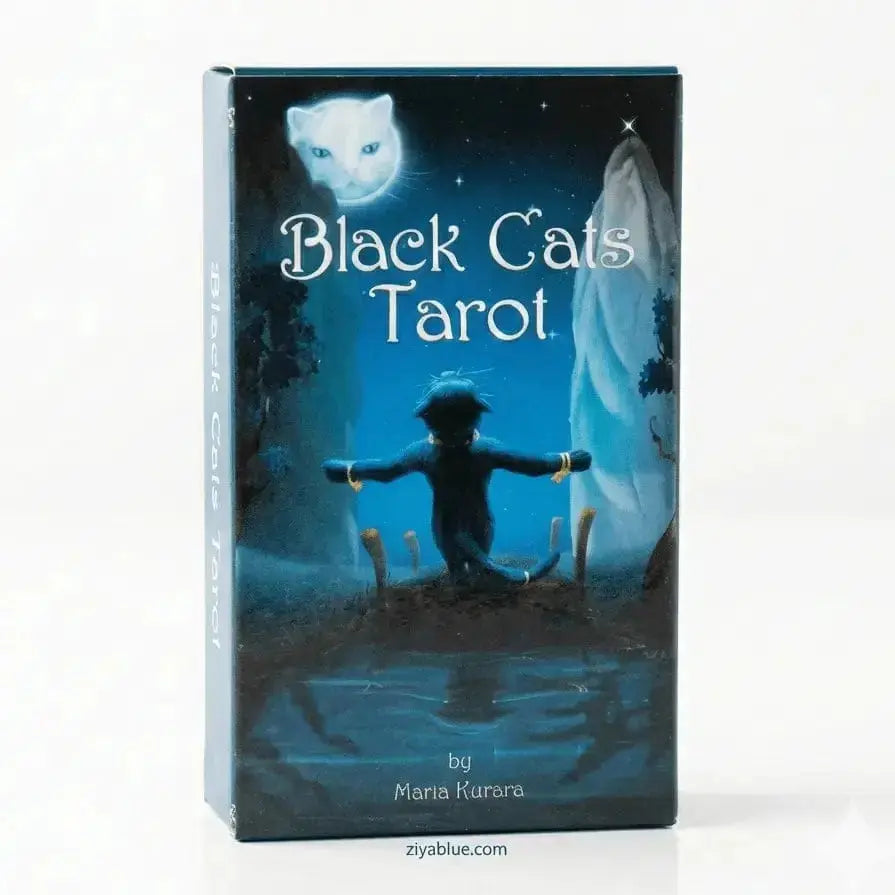 Black Cats Tarot | 90-Card Mini Feline Divination Deck Ziya Blue Ziya Blue