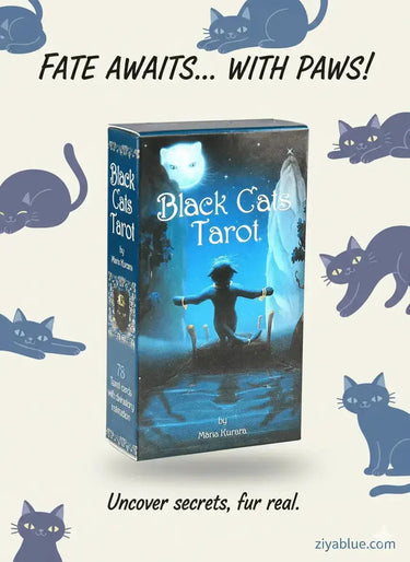 Black Cats Tarot | 90-Card Mini Feline Divination Deck Ziya Blue Ziya Blue