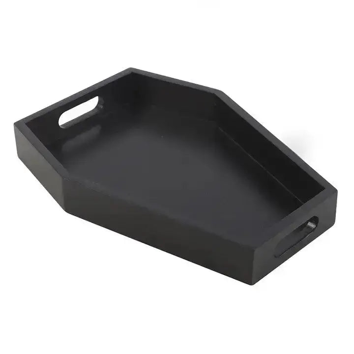 Black Coffin Trinket Tray | Gothic Wood Jewelry & Serving Tray Something Different Ziya Blue