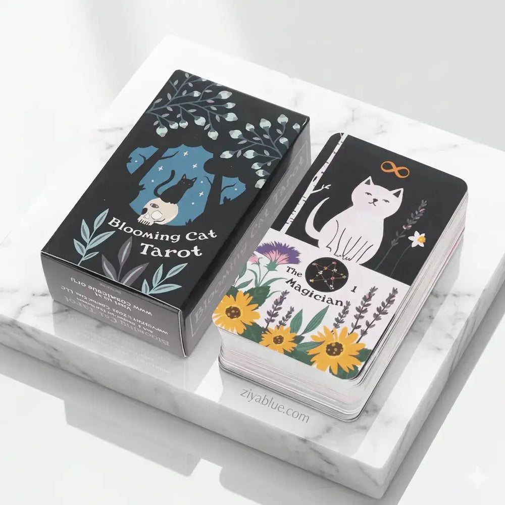 Blooming Cat Tarot | 90-Card Mini Botanical Deck Ziya Blue Ziya Blue