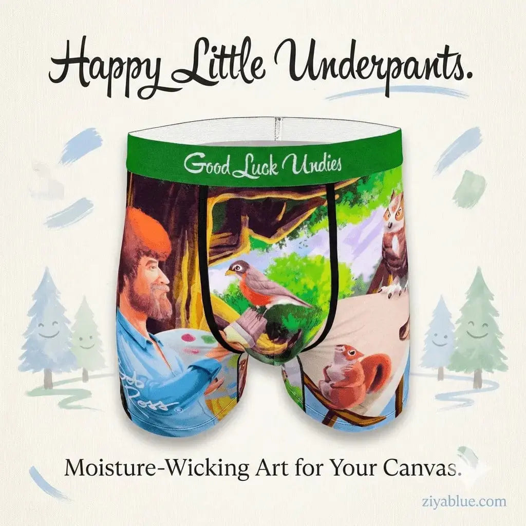 Bob Ross Happy Little Underpants: The Modal Performance Layer Good Luck Sock Ziya Blue
