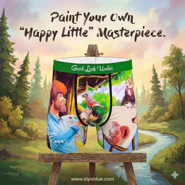 Bob Ross Happy Little Underpants: The Modal Performance Layer Good Luck Sock Ziya Blue