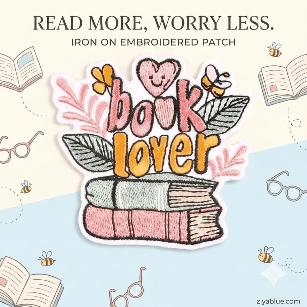 Book Lover Patch: Floral Books Iron-On Ziya Blue Ziya Blue