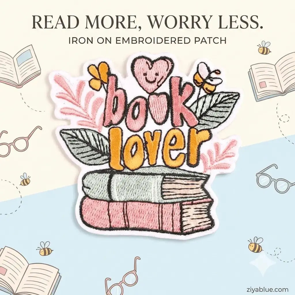 Book Lover Patch: Floral Books Iron-On Ziya Blue Ziya Blue