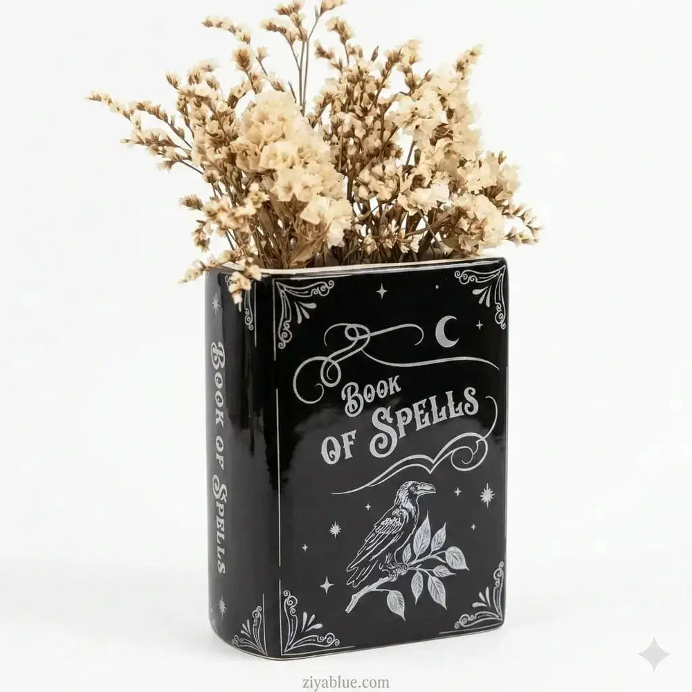 Book of Spells Vase: The 5.3" Gothic Ceramic Grimoire 🌸📚 Ziya Blue Ziya Blue