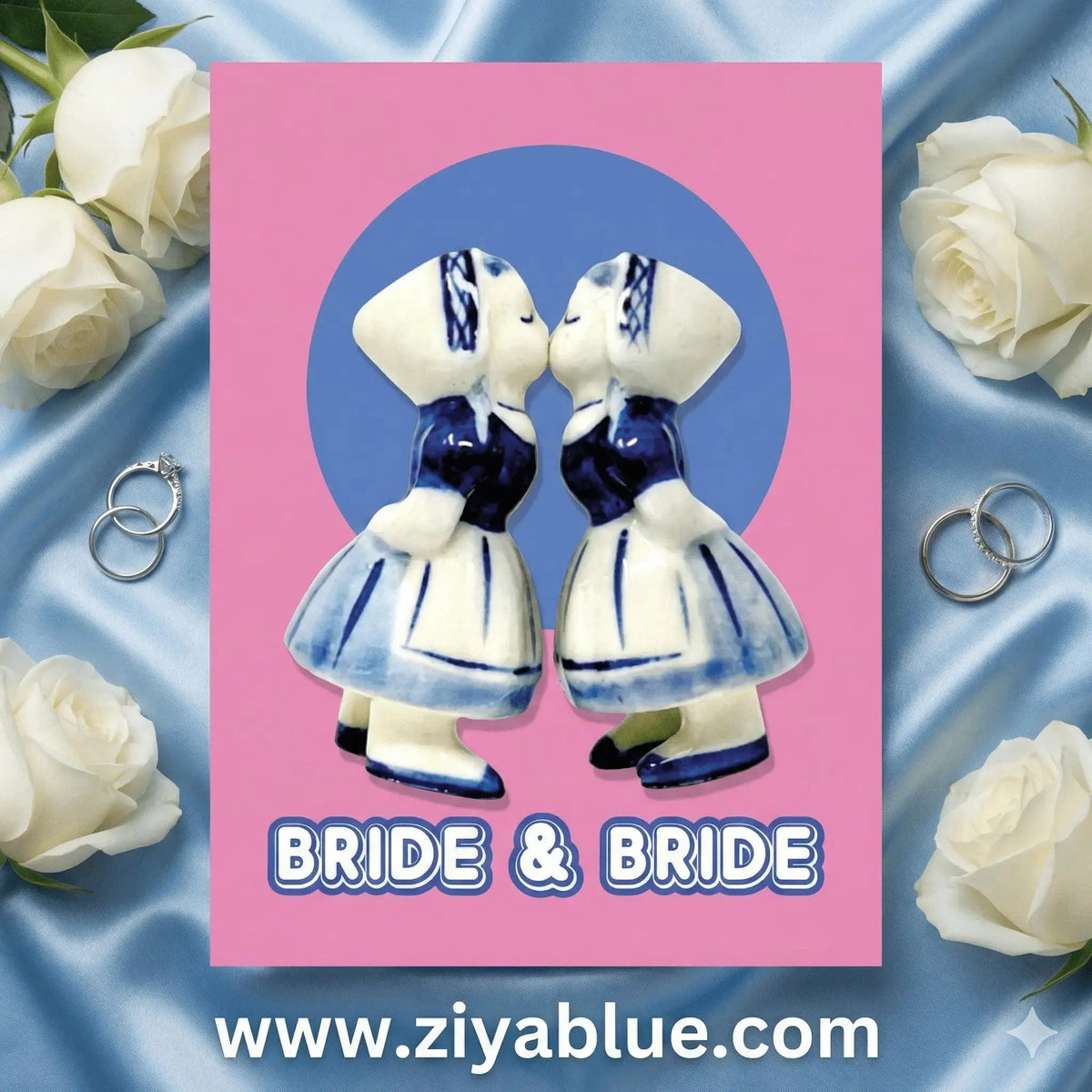 Bride and Bride Wedding Card Bite Your Granny Ziya Blue