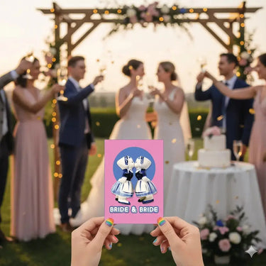 Bride and Bride Wedding Card Bite Your Granny Ziya Blue