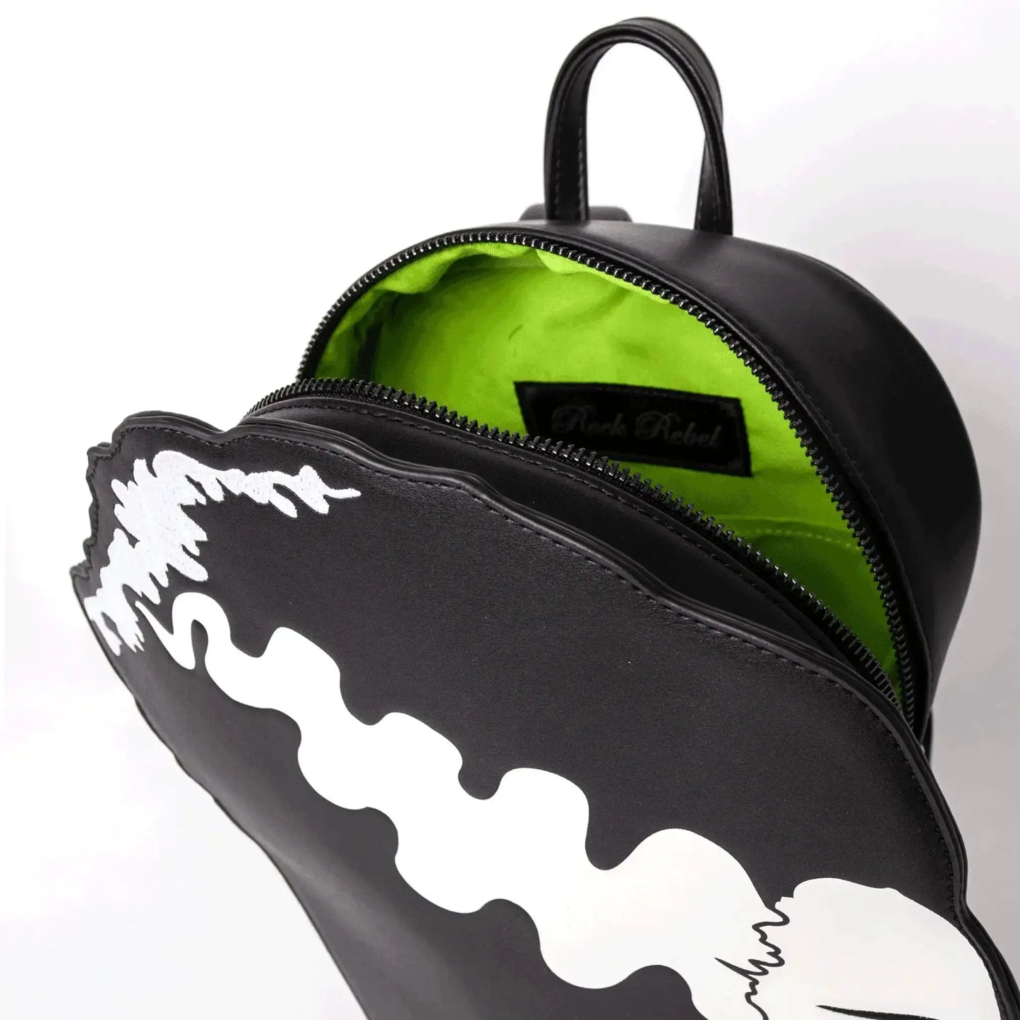 Bride of Frankenstein Head Backpack | Glow-in-the-Dark Horror Bag Rock Rebel Shop Ziya Blue