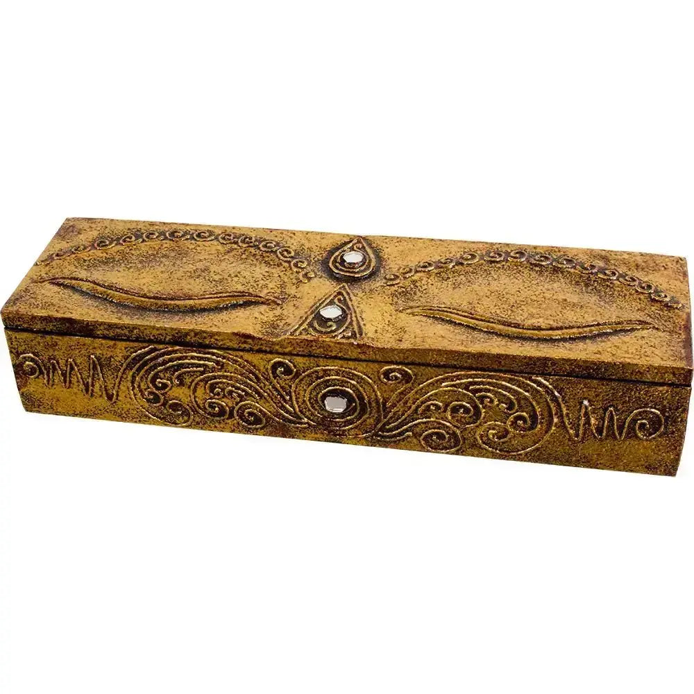Buddha Eyes Incense Box: Wooden Storage Kheops International Ziya Blue