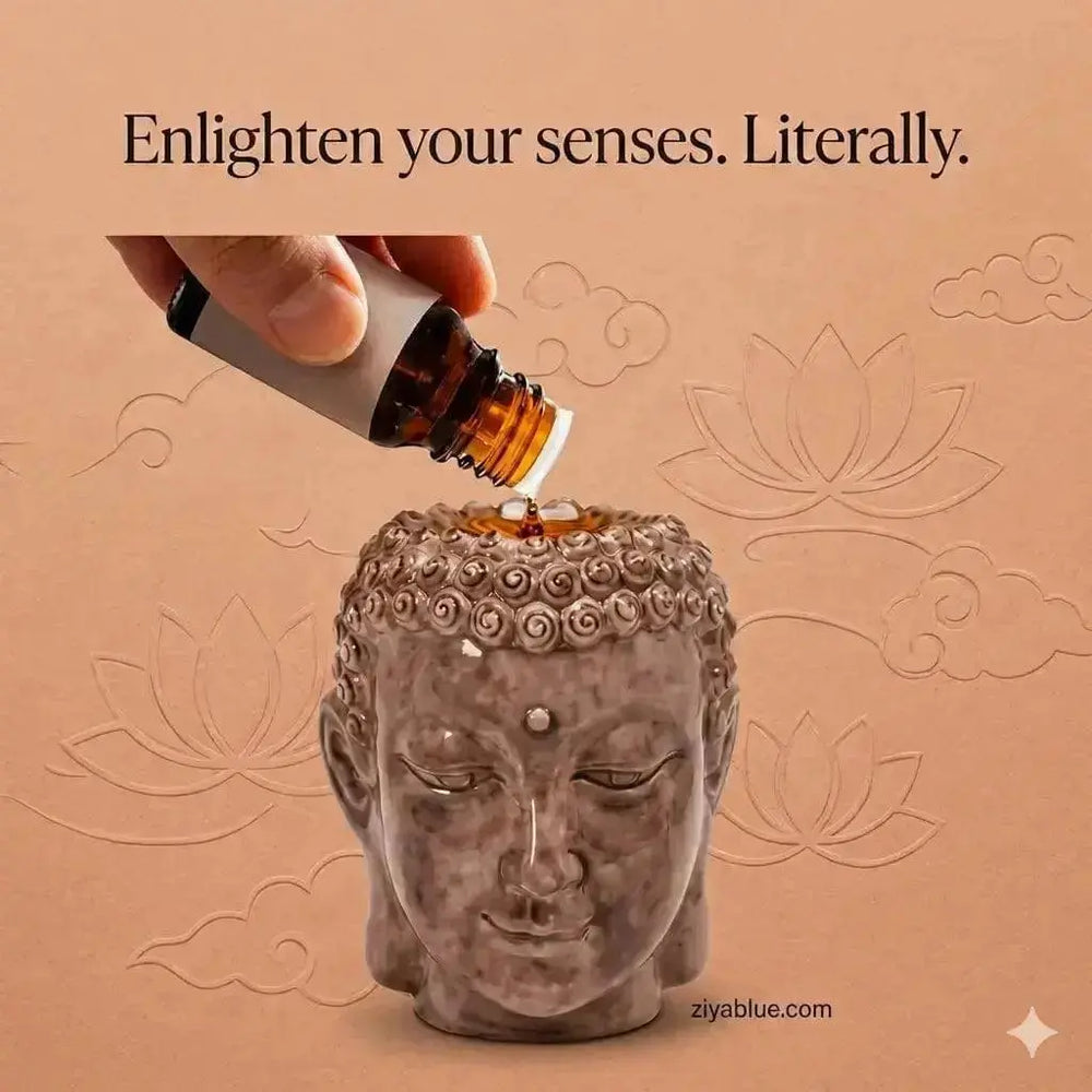 Buddha Head Oil Burner | Zen Aromatherapy Diffuser Abbott Ziya Blue