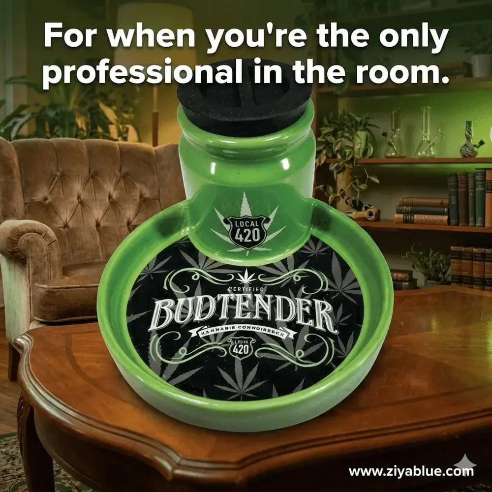 Budtender Green Stash Jar Streamline Ziya Blue