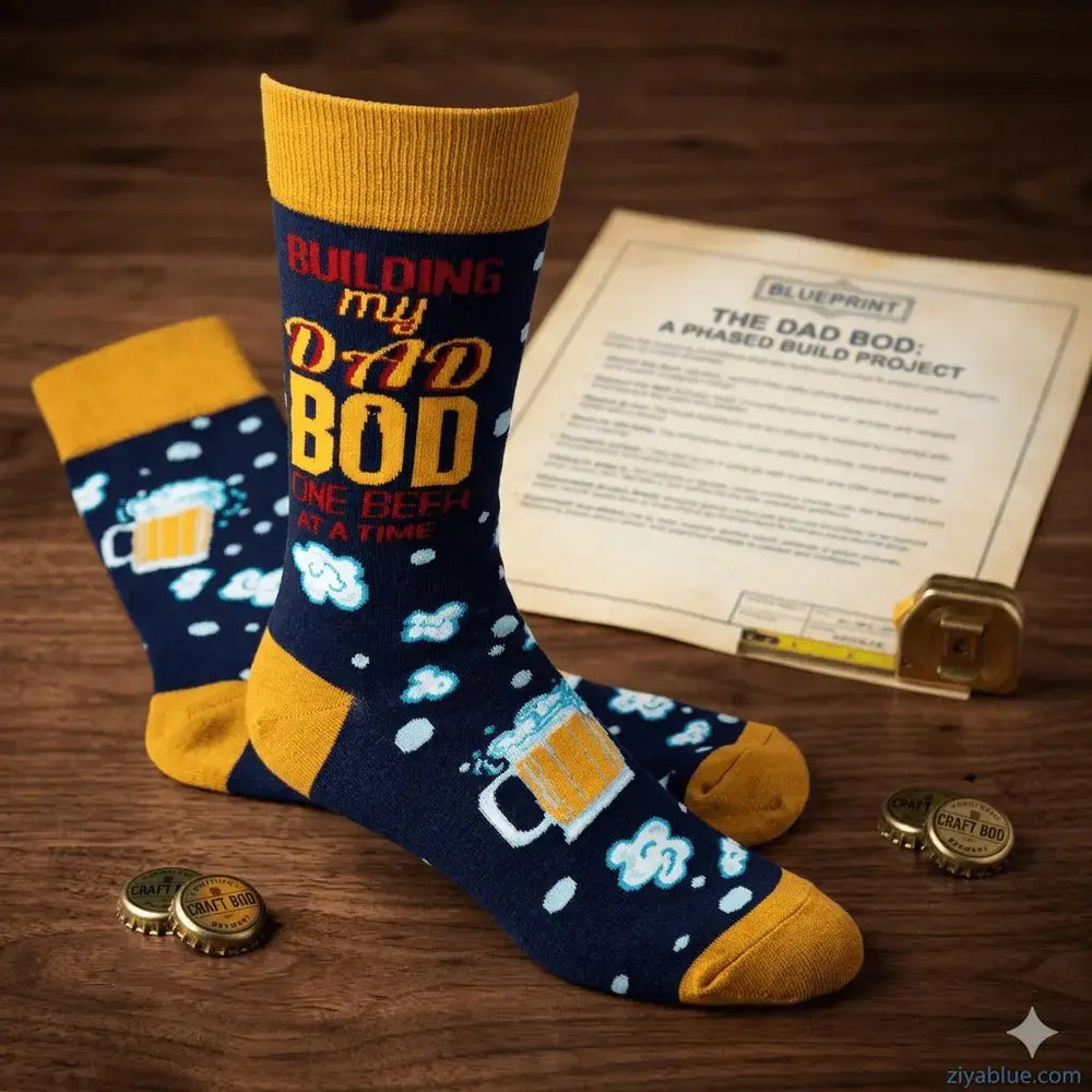 Building My Dad Bod Men's Crew Socks Fabdaz Ziya Blue
