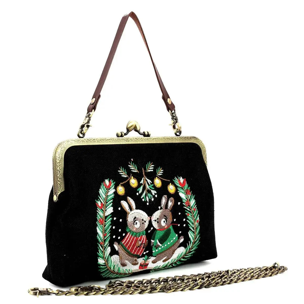 Bunny Kisslock Bag – Festive Vintage Holiday Purse COMECO INC Ziya Blue
