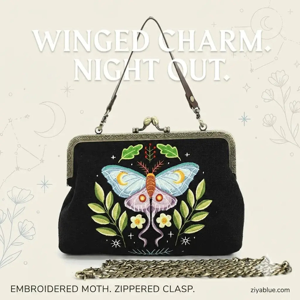 Butterfly Kisslock Bag – Whimsical Vintage Floral Purse COMECO INC Ziya Blue