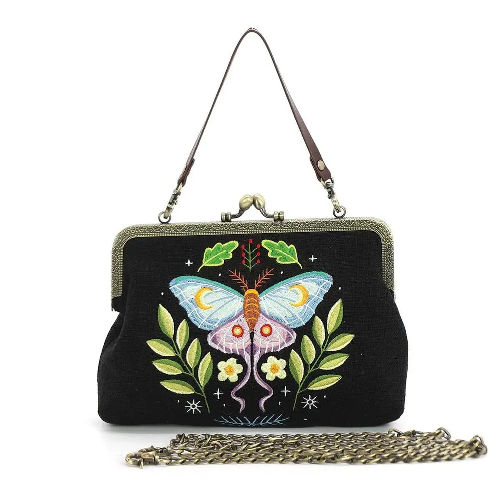 Butterfly Kisslock Bag – Whimsical Vintage Floral Purse COMECO INC Ziya Blue