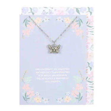 Butterfly Pendant Necklace | Elegant Jewelry & Greeting Card Set Something Different Ziya Blue