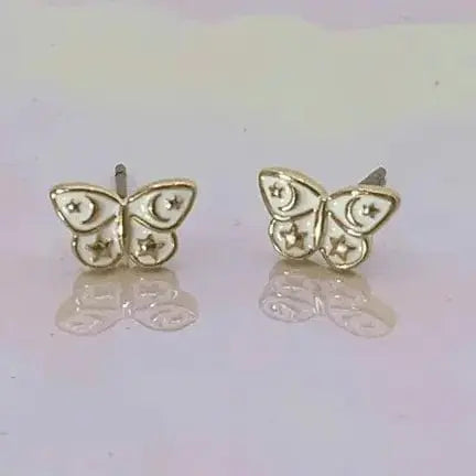 Butterfly Stud Earrings | 12k Gold Plated Wildflower Co. Ziya Blue