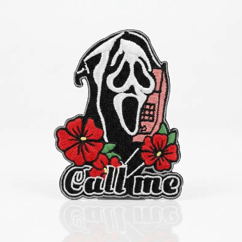 Call Me Ghost Face Iron on Patch  Ziya Blue