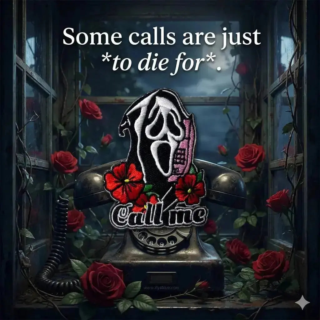 Call Me Ghost Face Iron on Patch  Ziya Blue