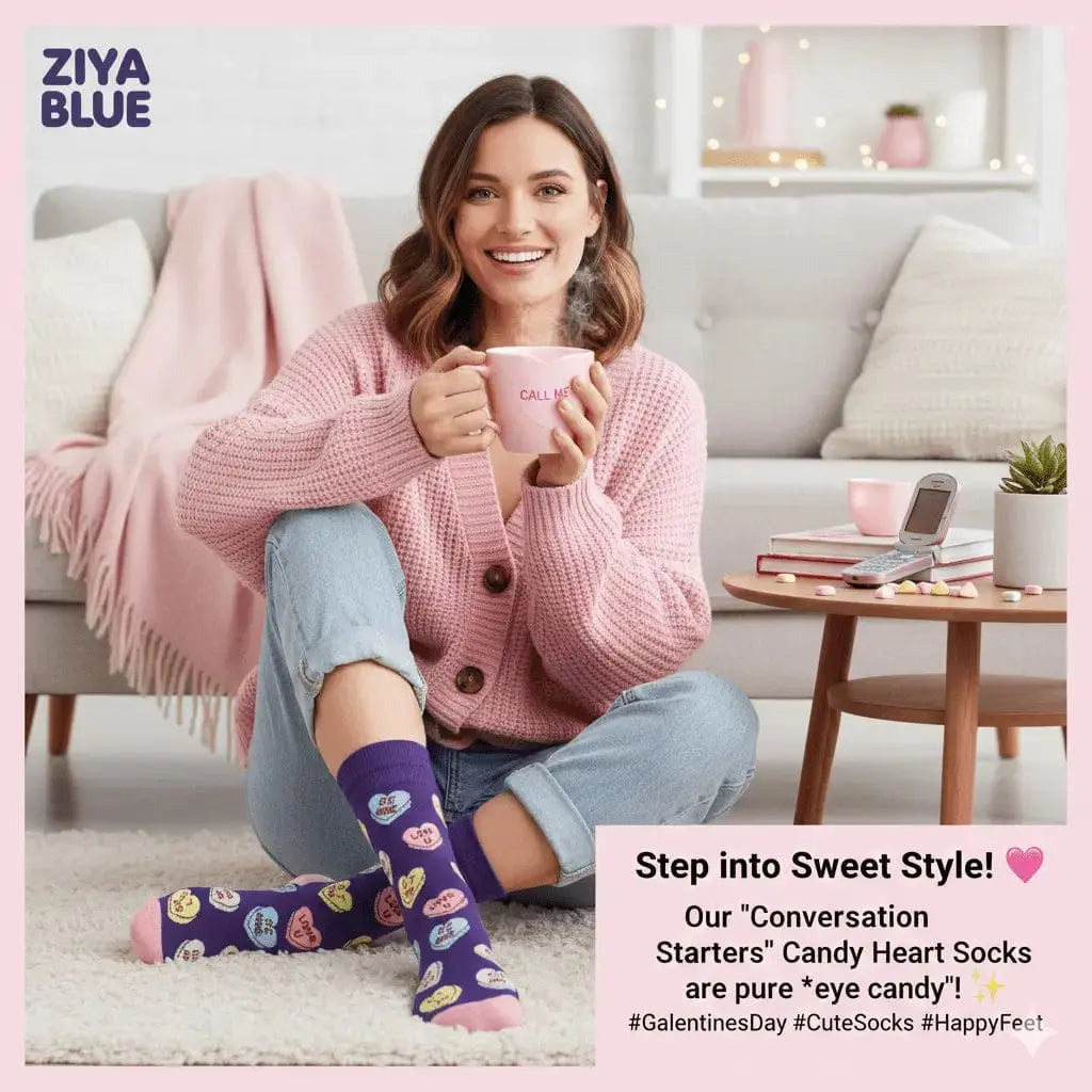 Candy Hearts Socks: Sweet Talk Good Luck Sock Ziya Blue
