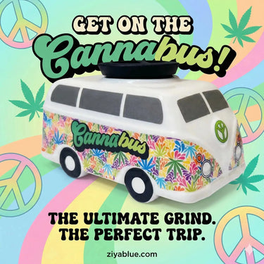 CannaBus Ceramic Stash Jar: Retro Bus Storage Streamline Ziya Blue