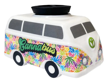 CannaBus Ceramic Stash Jar: Retro Bus Storage Streamline Ziya Blue