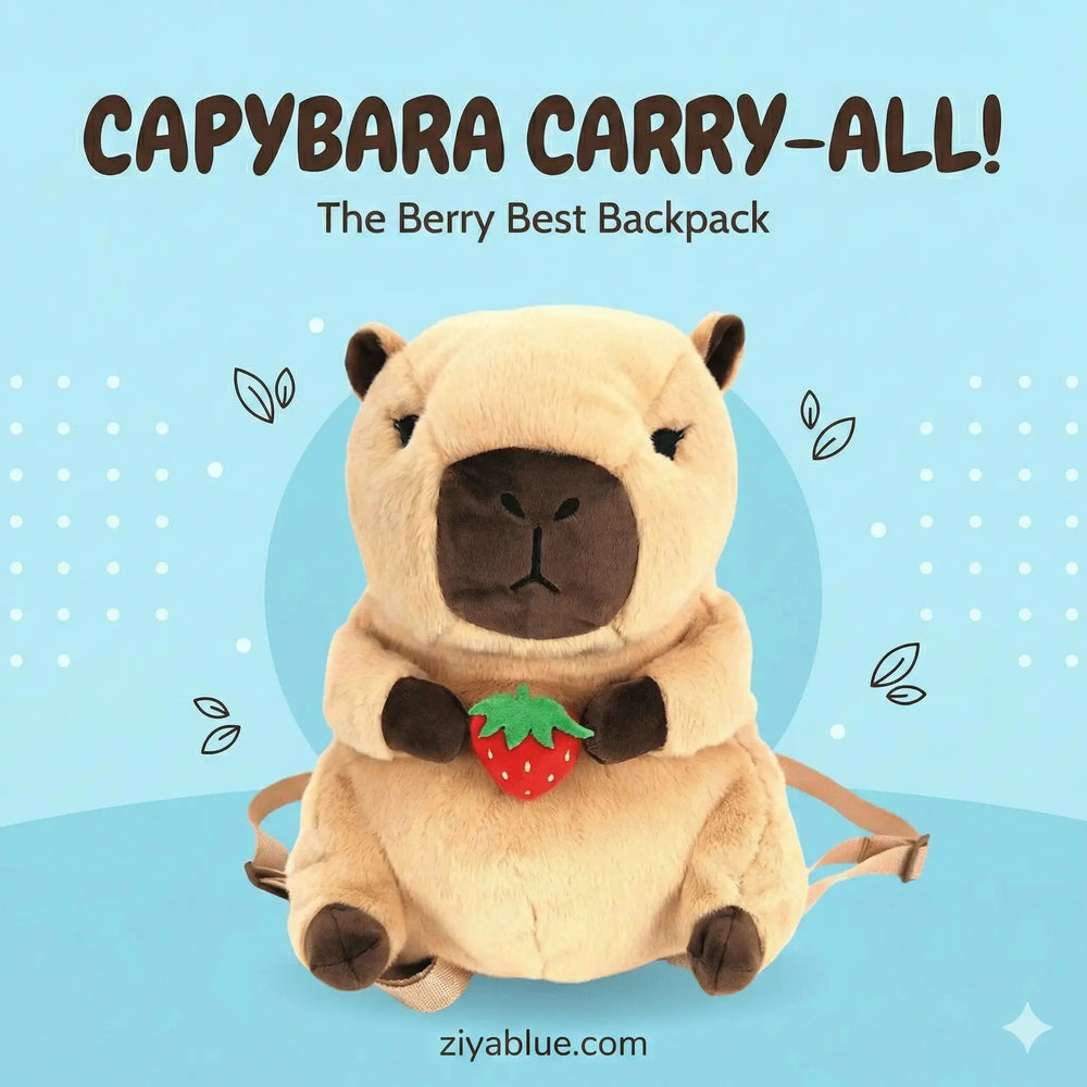 Capybara Furry Plush Backpack | Soft Animal Bag COMECO INC Ziya Blue