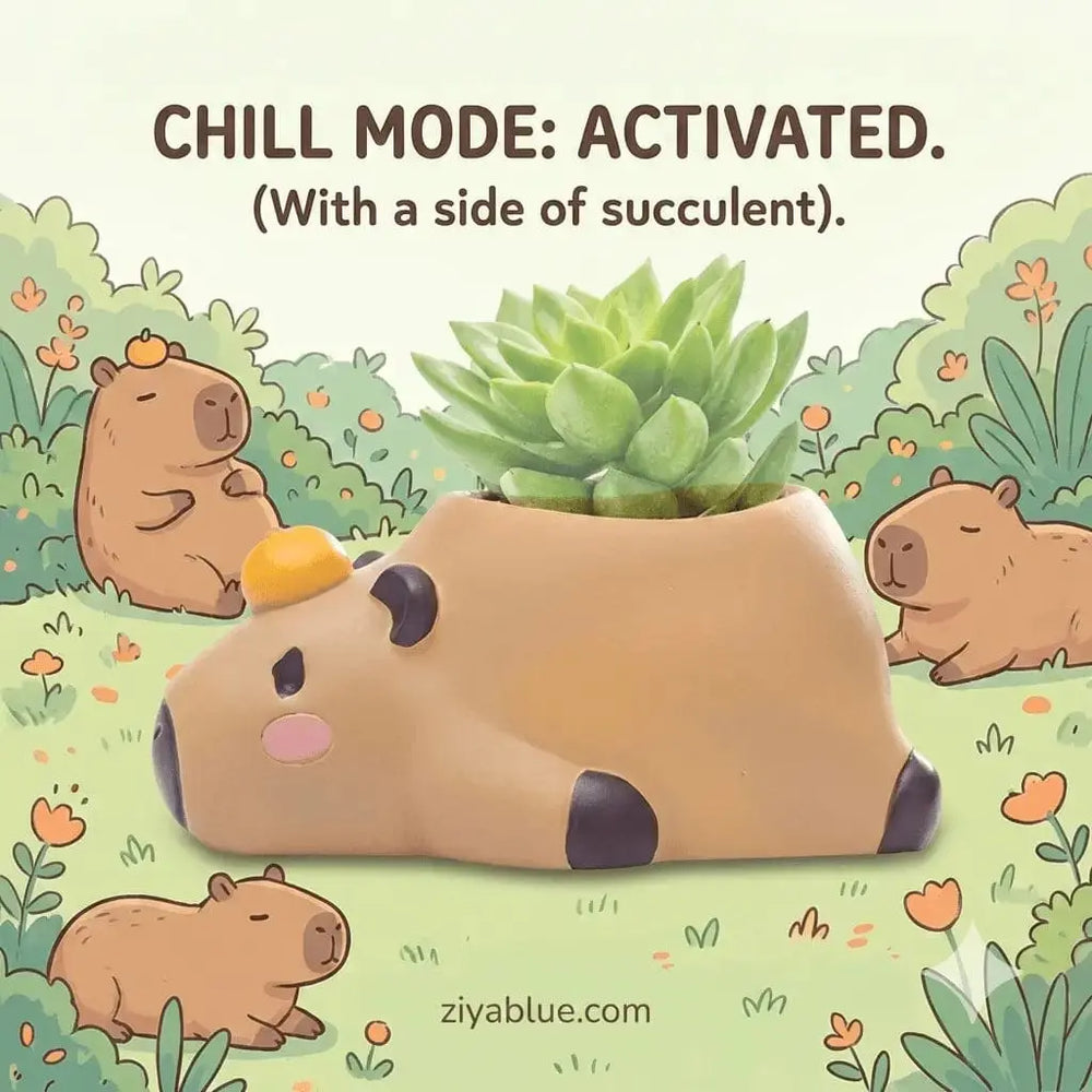 Capybara Succulent Planter - The "Maximum Chill" Orange Flower Pot Ziya Blue Ziya Blue