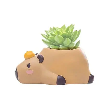 Capybara Succulent Planter - The "Maximum Chill" Orange Flower Pot Ziya Blue Ziya Blue