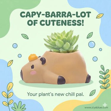 Capybara Succulent Planter - The "Maximum Chill" Orange Flower Pot Ziya Blue Ziya Blue