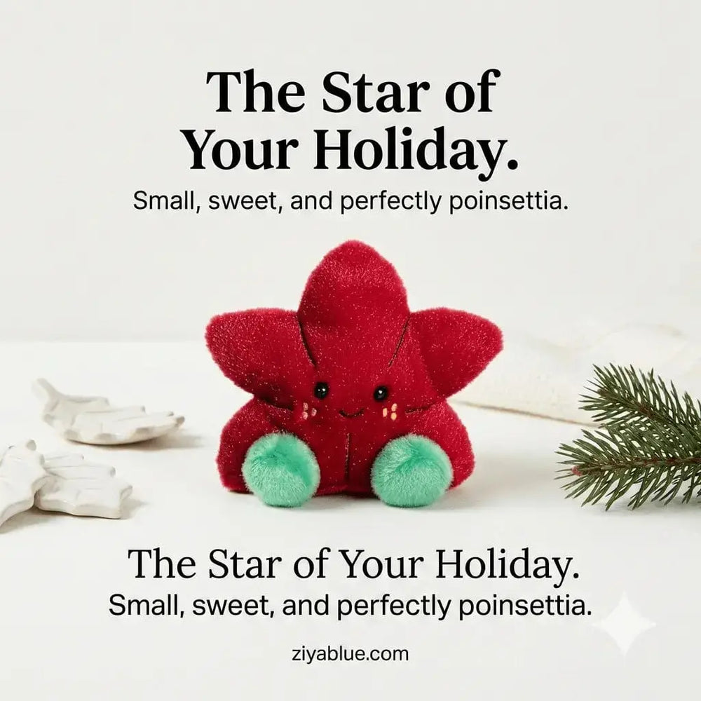 Carmine Poinsettia Palm Pals – 5" Plush Aurora Ziya Blue