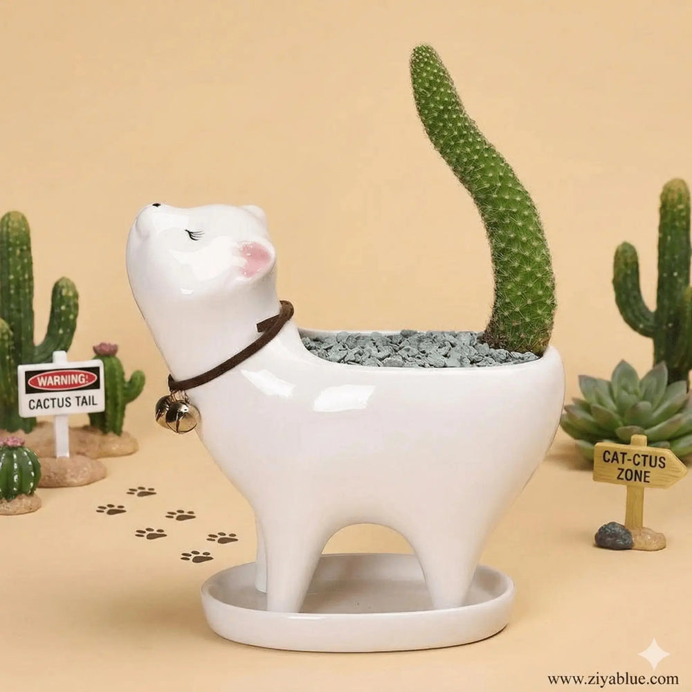 Cat Cactus Planter Ziya Blue Ziya Blue