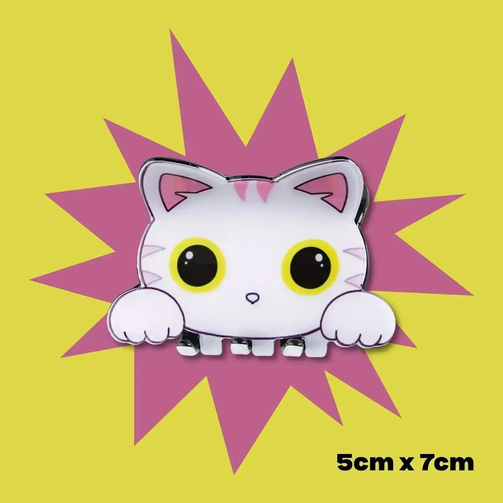 Cat Face Hair Claw: The Purr-fectly Cute White Feline Clip Ziya Blue Ziya Blue