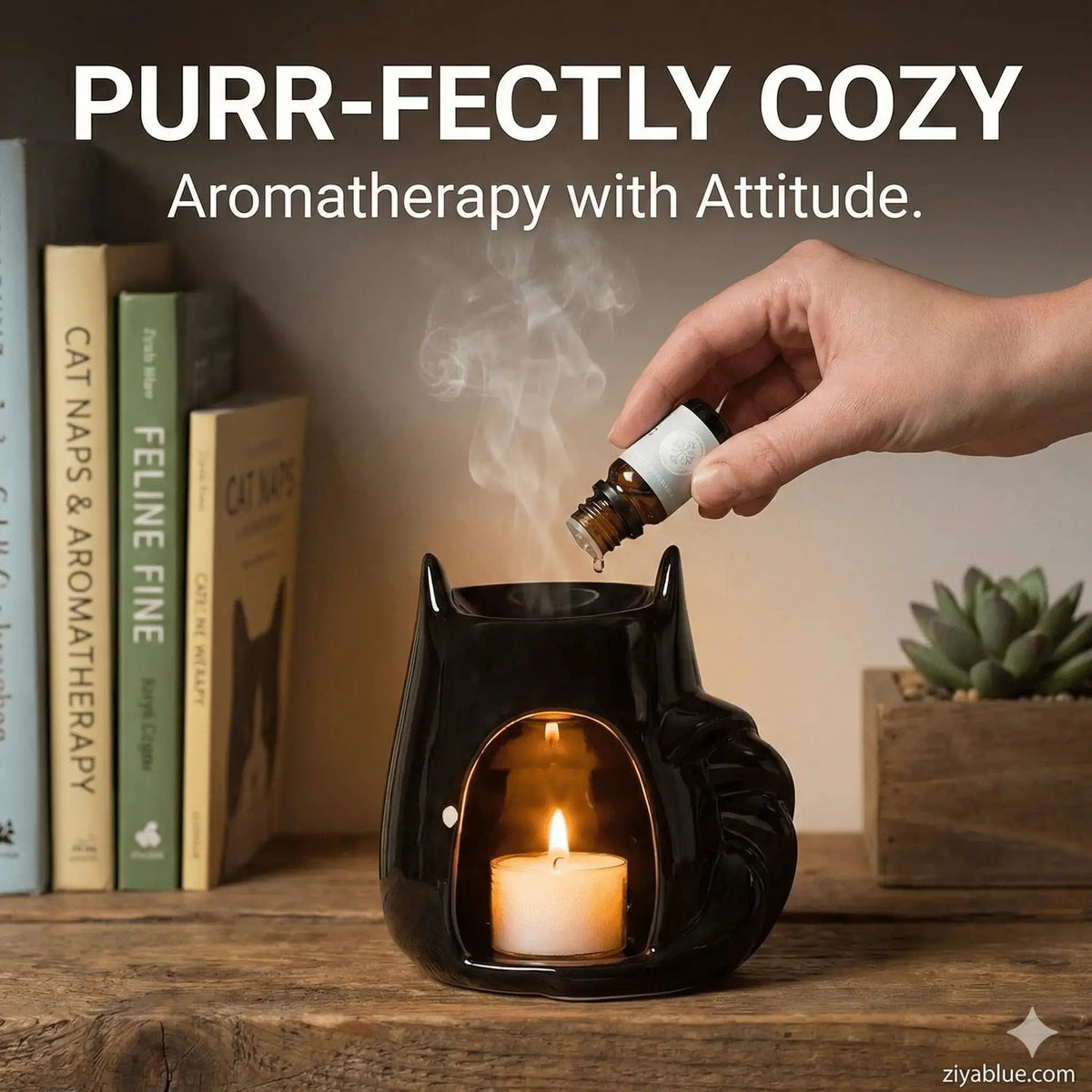 Cat Oil Warmer for Aromatherapy Abbott Ziya Blue
