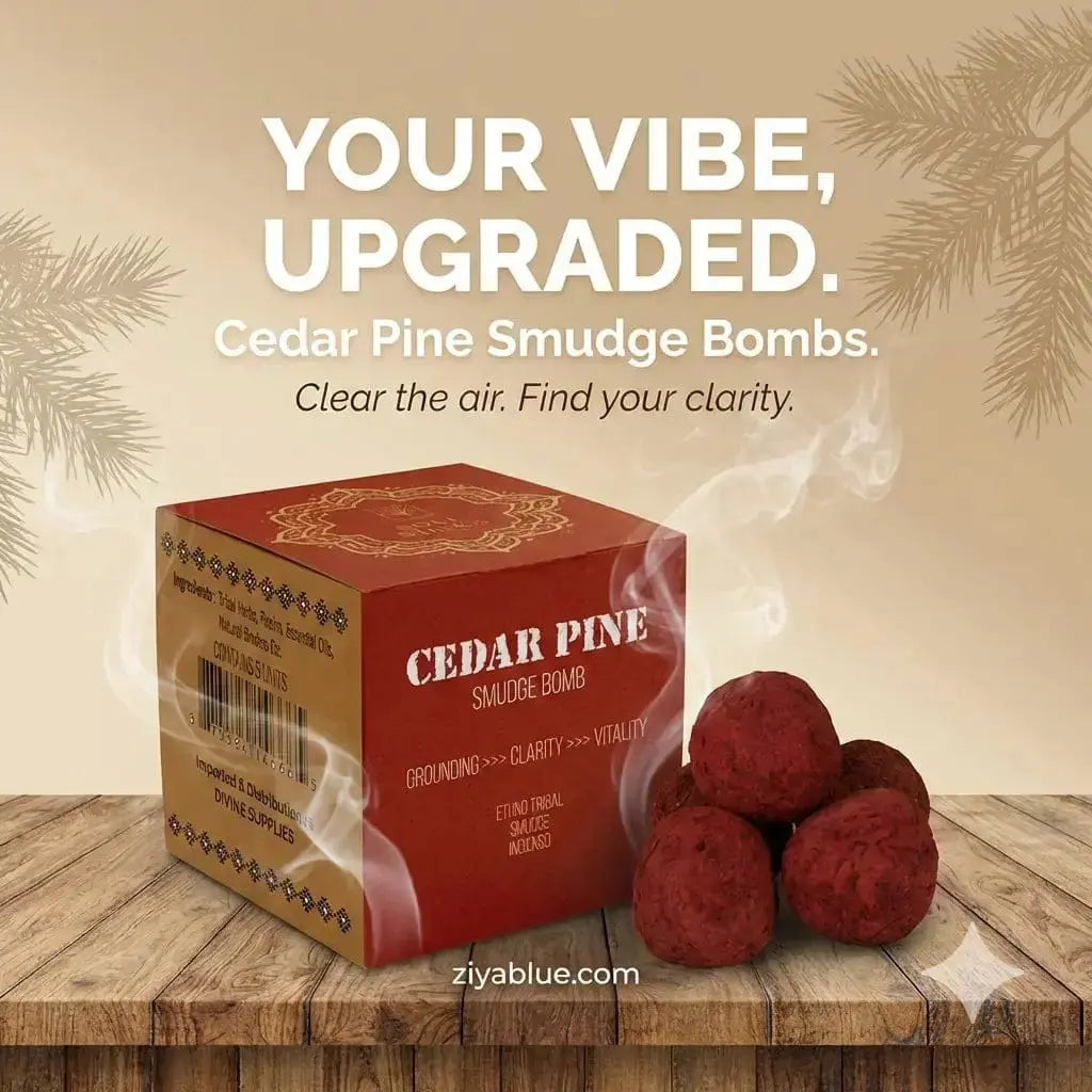 Cedar and Pine Smudge Bombs: 5-Pack Grounding Ritual Kit Designs by Deekay Inc. Ziya Blue