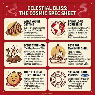 Celestial Bliss Incense Sticks: Satya Hand-Rolled 15g  Ziya Blue