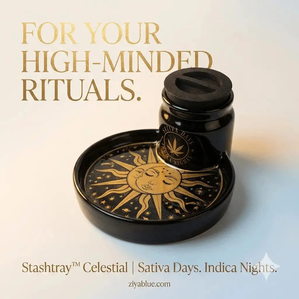 Celestial Ceramic Stash & Ash Tray: A Cosmic Ritual Upgrade 🌠✨ Streamline Ziya Blue