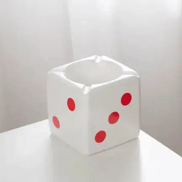 Ceramic Ashtray | White Square Dice Cube Design | Glazed Porcelain Ziya Blue Ziya Blue